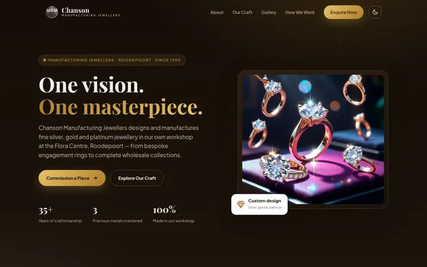 Chanson Jewellers website screenshot