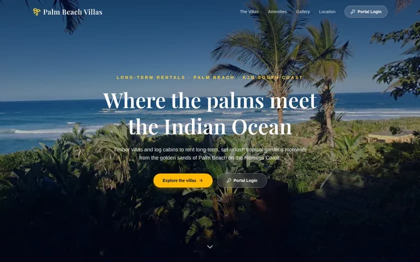 Palm Beach Villas website screenshot