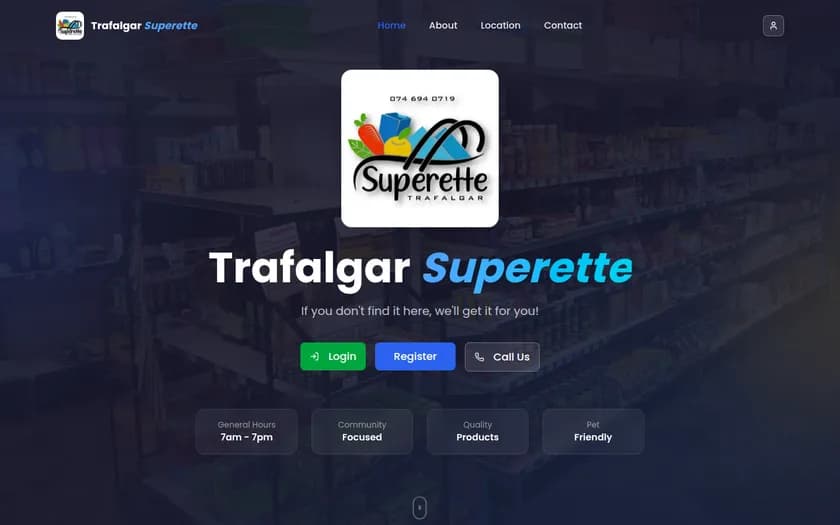 Trafalgar Superette website screenshot